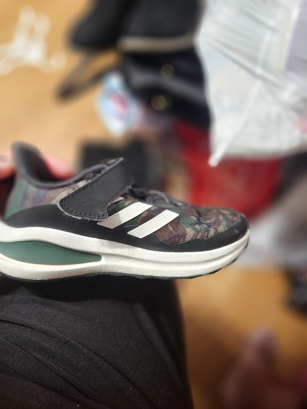 adidas Kids Camouflage Sneakers with White Stripes